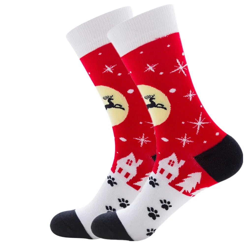 New Christmas Socks Men Funny 2024 Christmas Tree Snowflake Santa Claus Elk Snow Cotton Happy Socks Men New Year Sokken Harajuku