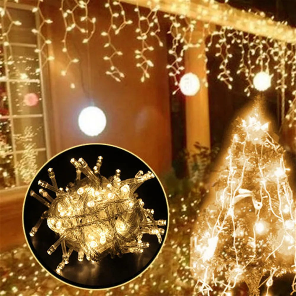 Christmas Lights Waterfall Outdoor Decoration 5M Droop 0.4-0.6m Led Lights Curtain String Lights Party Garden Eaves Decoration