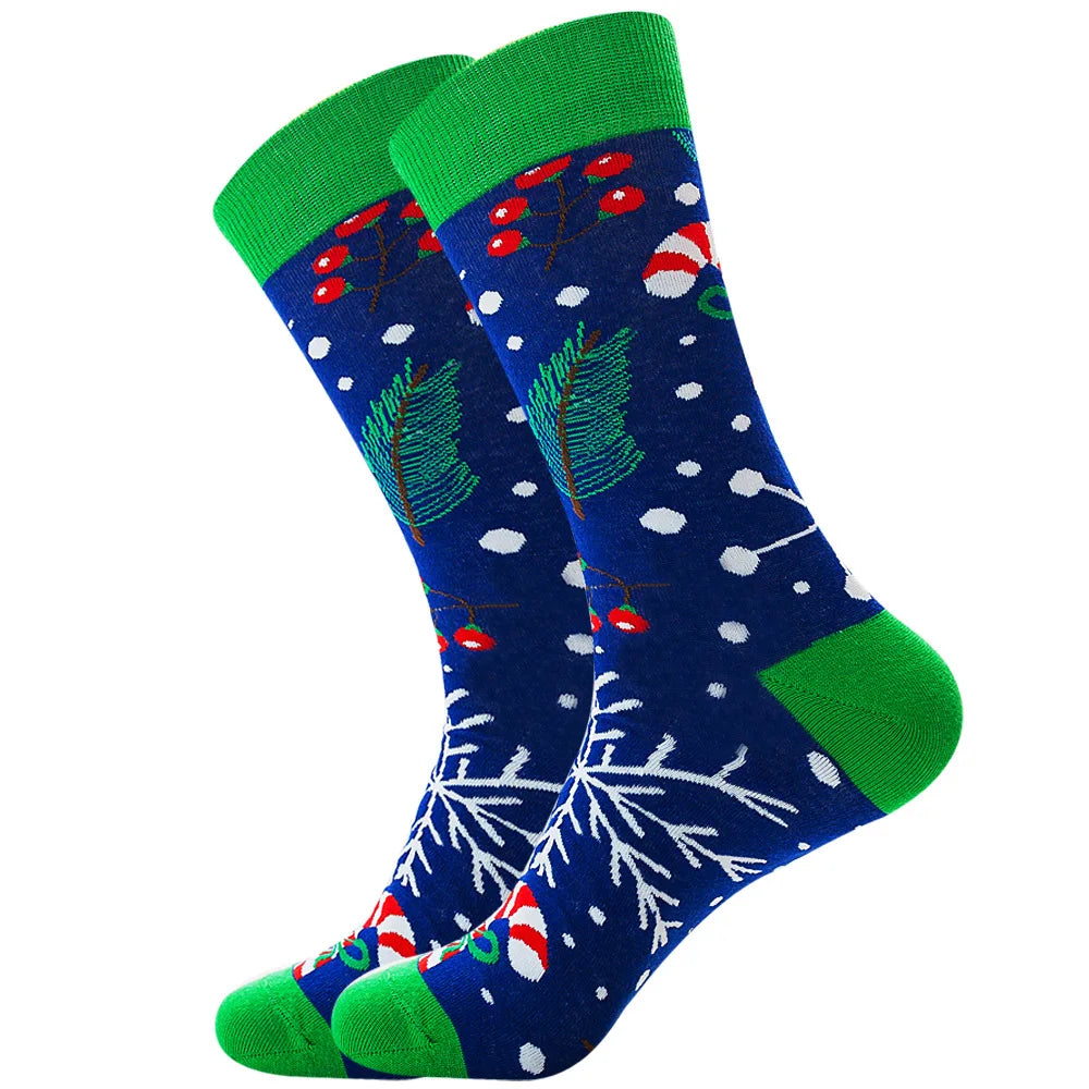 New Christmas Socks Men Funny 2024 Christmas Tree Snowflake Santa Claus Elk Snow Cotton Happy Socks Men New Year Sokken Harajuku