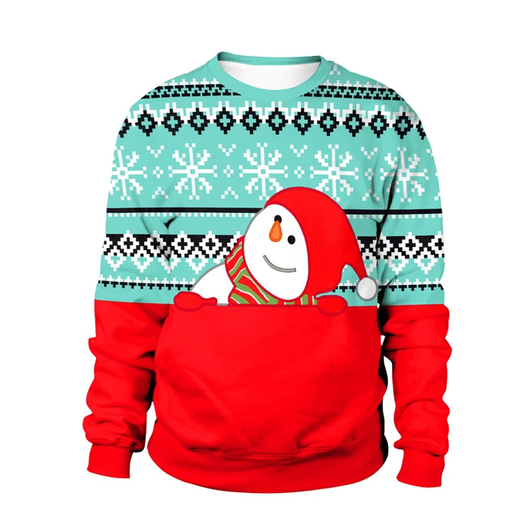 2024 Ugly Christmas Sweater For gift Santa Elf Funny Pullover Womens Mens Jerseys Party Birthday SnowmanXmas Sweatshirt