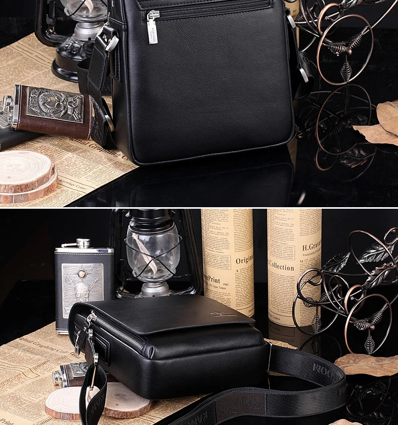 New Arrived Luxury Brand Men's Messenger Bag Vintage PU Leather Shoulder Bag Handsome Crossbody Handbags