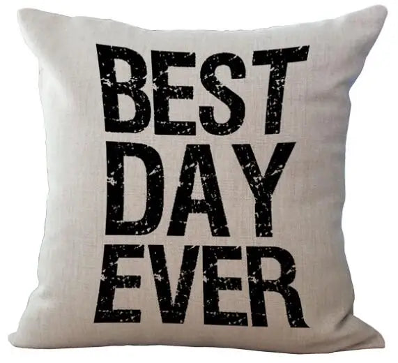 Cushion Cover Saying Letter Printed Linen Alphabet Case Home Decoration Car Sofa Decorative Pillowcase almofadas