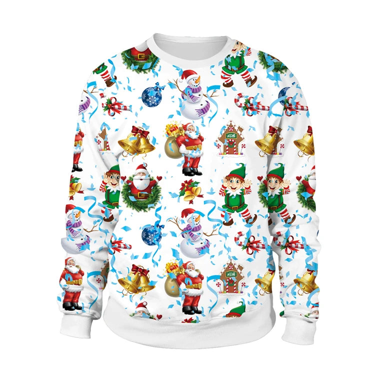 2024 Ugly Christmas Sweater For gift Santa Elf Funny Pullover Womens Mens Jerseys Party Birthday SnowmanXmas Sweatshirt