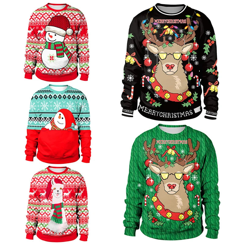 2024 Ugly Christmas Sweater For gift Santa Elf Funny Pullover Womens Mens Jerseys Party Birthday SnowmanXmas Sweatshirt