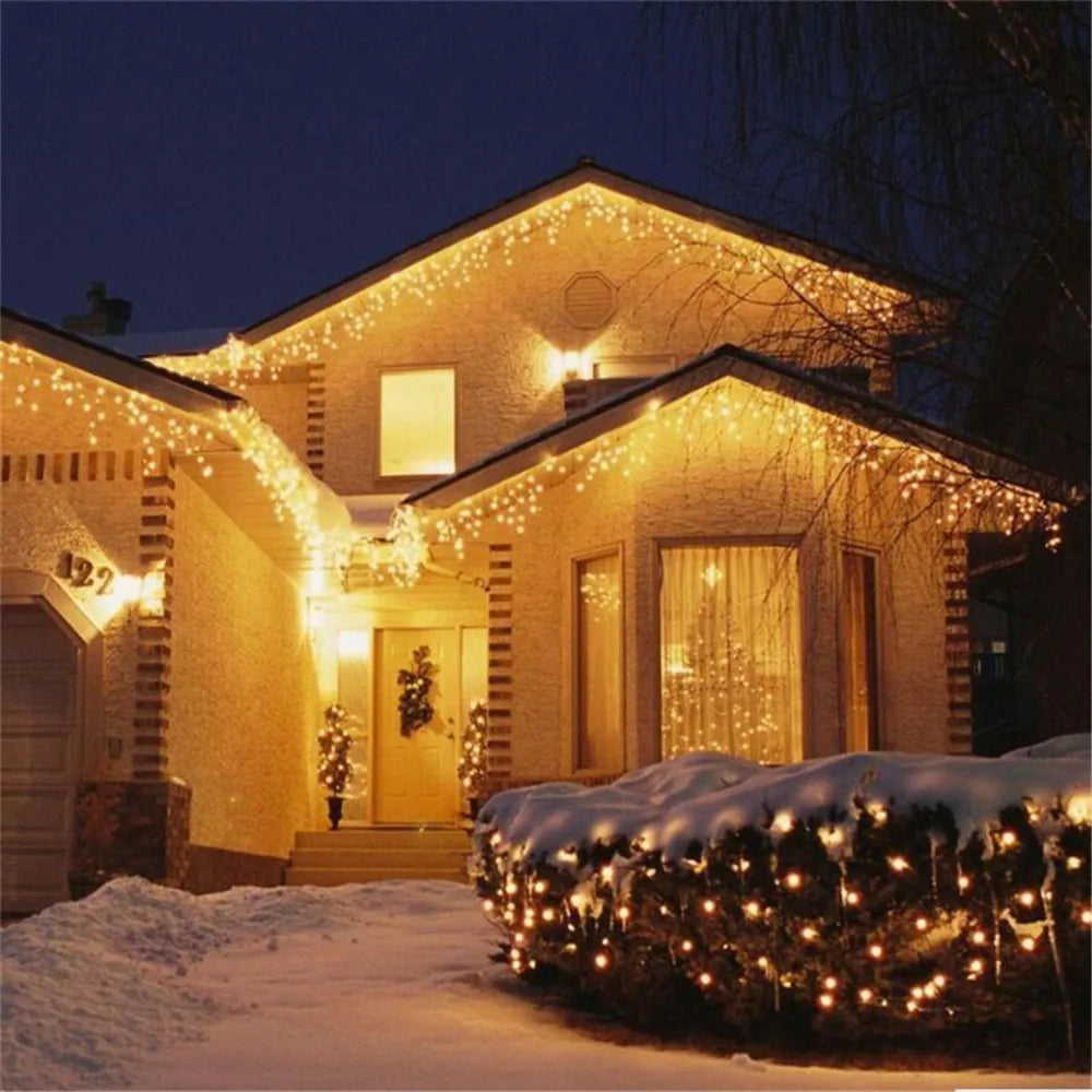 Christmas Lights Waterfall Outdoor Decoration 5M Droop 0.4-0.6m Led Lights Curtain String Lights Party Garden Eaves Decoration