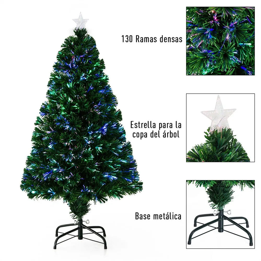 HOMCOM Fiber Optic Christmas Tree 120cm Multicolor With Stand Base