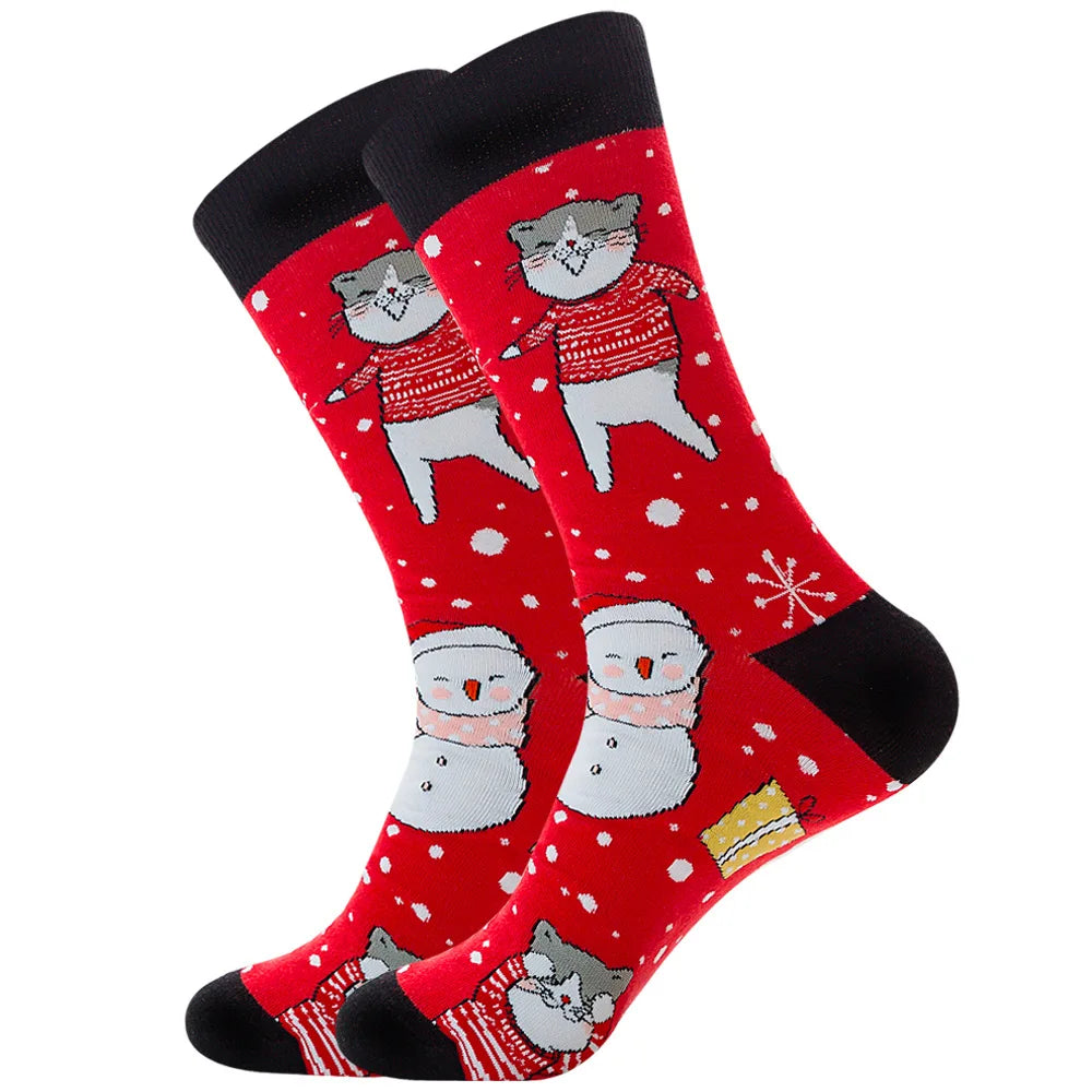 New Christmas Socks Men Funny 2024 Christmas Tree Snowflake Santa Claus Elk Snow Cotton Happy Socks Men New Year Sokken Harajuku