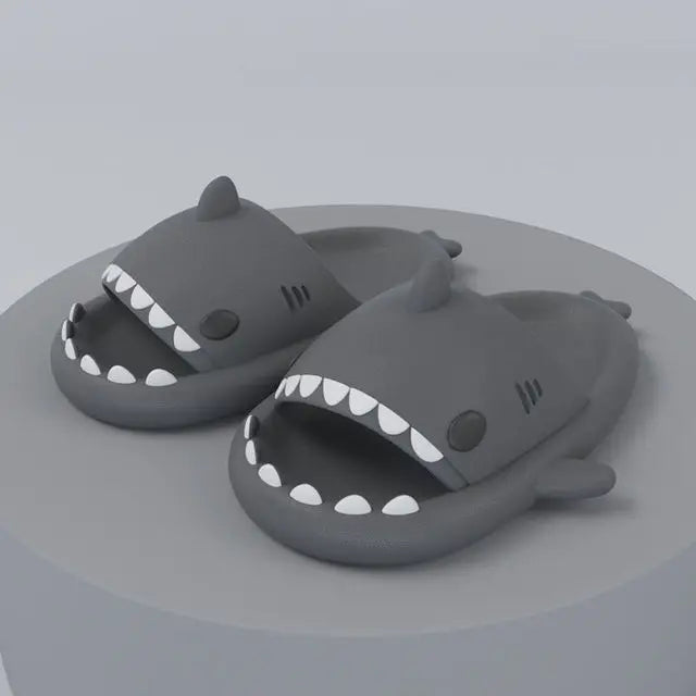 Pantofole estive uomo, donna, bambino, unisex per casa e spiaggia con design Shark in tela e gomma e suola in gomma antiscivolo