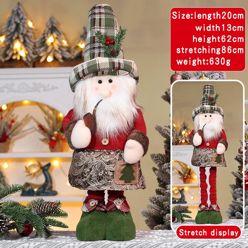 Santa Claus Telescopic Doll New Knitted Elk Doll Window Scene Christmas Decoration Merry Christma Gift Happy New Year