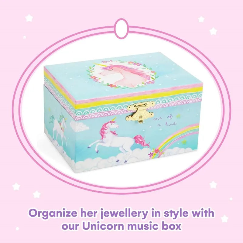 Party Unicorn and Rainbow Musical Jewelry Boxes Beautiful Dreamer Tune and Spinning Doll Birthday Christmas Gifts for Girls