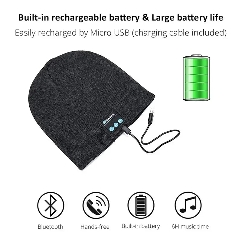 Earphone Cap Winter Keep Warm Knitting Hat with Bluetooth Music Hat Wireless Bluetooth Headphone MP3 Headset with Mic Sport Hat