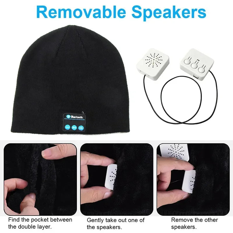 Earphone Cap Winter Keep Warm Knitting Hat with Bluetooth Music Hat Wireless Bluetooth Headphone MP3 Headset with Mic Sport Hat