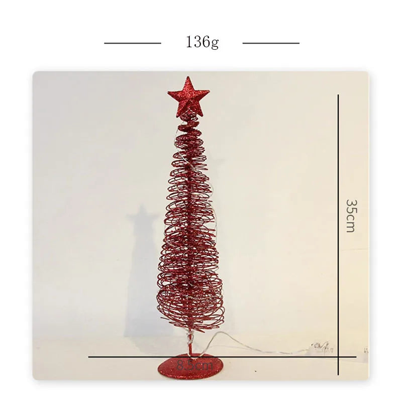 Christmas Decorative Luminous Tree Decoration Creative Wrapping Light String Metal Desktop Decoration Small Gift Party Supplies