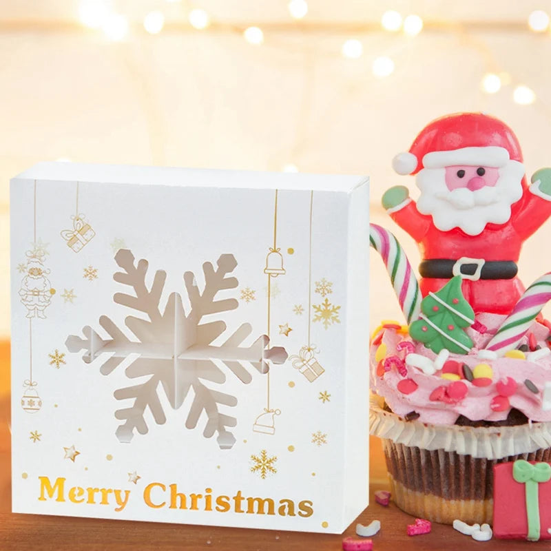 Christmas Cookie Box Candy Packaging Box Merry Christmas Decoration For Home 2024 Navidad Noel Xmas Tree Ornament Decor New Year