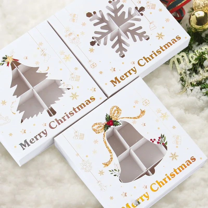 Christmas Cookie Box Candy Packaging Box Merry Christmas Decoration For Home 2024 Navidad Noel Xmas Tree Ornament Decor New Year