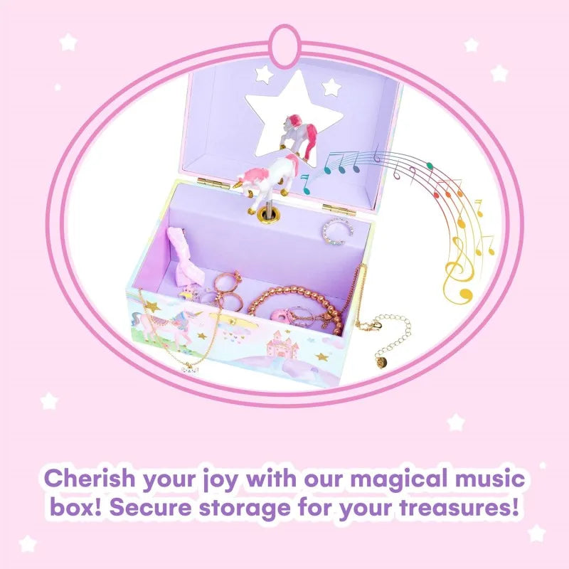 Party Unicorn and Rainbow Musical Jewelry Boxes Beautiful Dreamer Tune and Spinning Doll Birthday Christmas Gifts for Girls