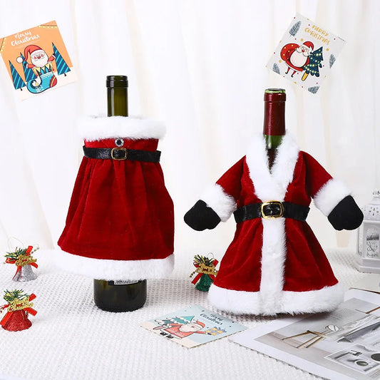 Christmas Wine Bottle Cover dress Christmas Decorations For Home 2024 Navidad Noel Natal Ornaments Xmas Gift Happy New Year 2025