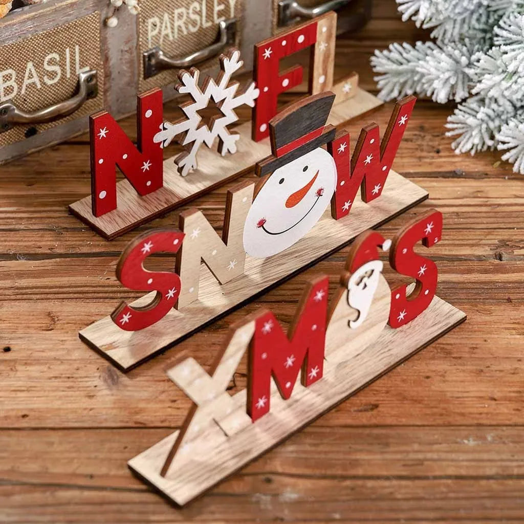 Wooden Reindeer Christmas Decoration DIY Wood Crafts Xmas Ornaments for Christmas Party Home Table Decorations New Year 2024