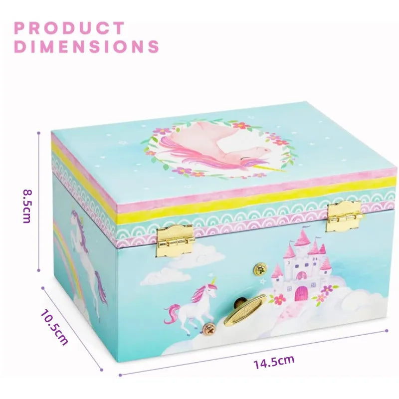 Party Unicorn and Rainbow Musical Jewelry Boxes Beautiful Dreamer Tune and Spinning Doll Birthday Christmas Gifts for Girls