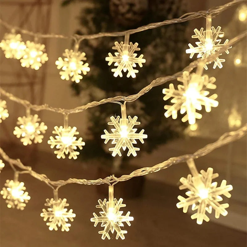 10/20/80Leds Snowflake String Garland Fairy Lights USB/Battery Powered Christmas Tree Holiday New Year Bedroom Decoration Lamps