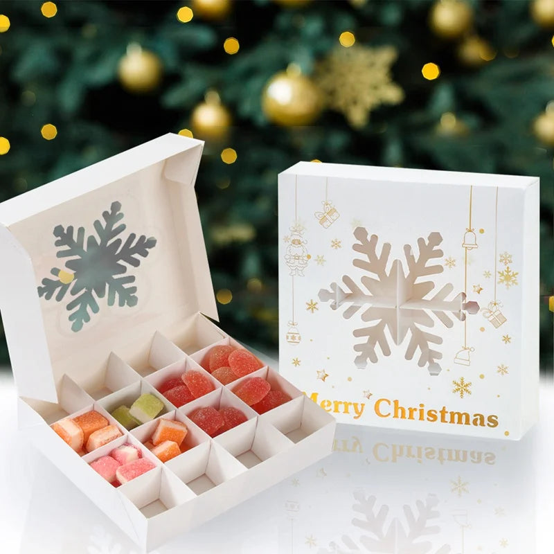 Christmas Cookie Box Candy Packaging Box Merry Christmas Decoration For Home 2024 Navidad Noel Xmas Tree Ornament Decor New Year