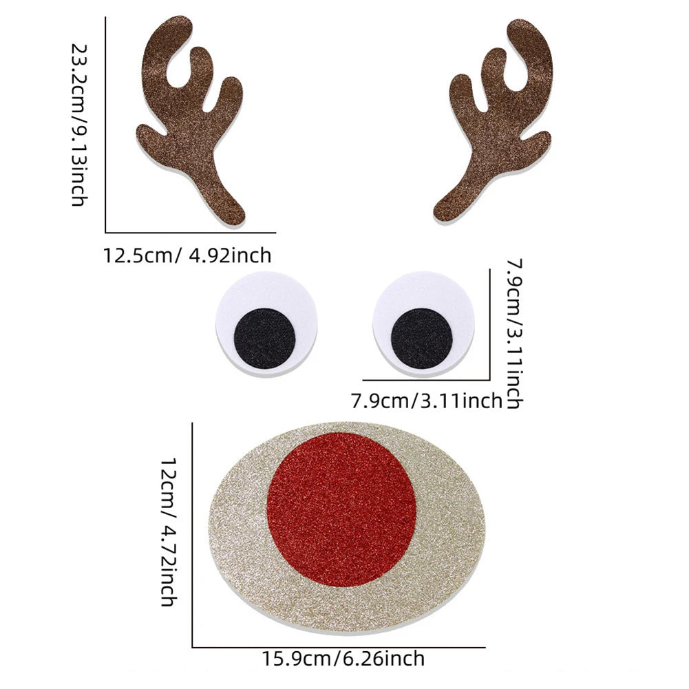 Christmas Door Window Stickers Felt Cloth Snowman Santa Claus Elk Wall Sticker Christmas Home Decoration Happy New Year 2024