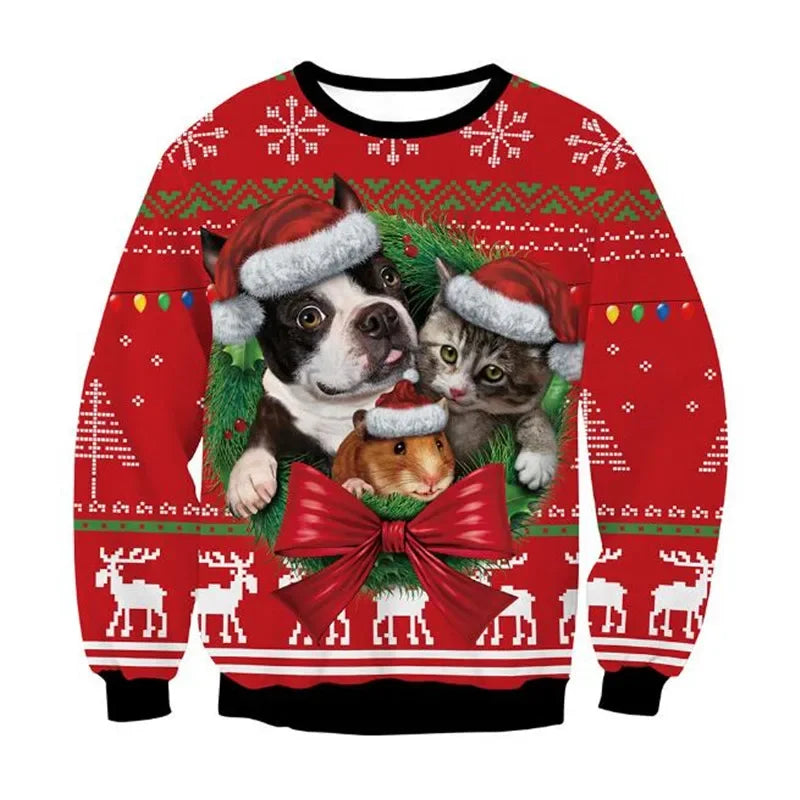 Ugly Christmas Sweaters Green Jumpers 3D Funny Printed Holiday Party Xmas Sweatshirt for Party Birthday Xmas Sweatshirt 2025