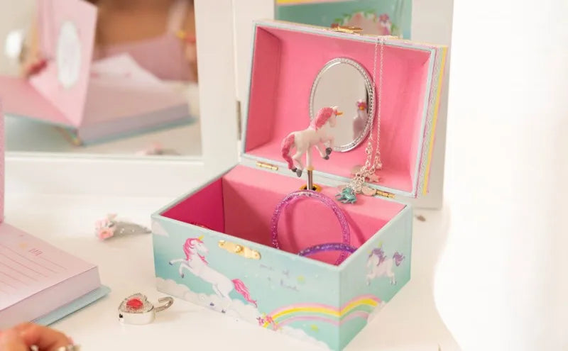 Party Unicorn and Rainbow Musical Jewelry Boxes Beautiful Dreamer Tune and Spinning Doll Birthday Christmas Gifts for Girls