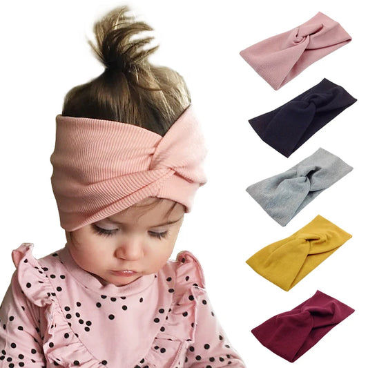 Autumn Winter Solid Color Baby Headband Girls Knotted Soft Elastic Hairband Headbands For Girls kids Baby Girl Accessories