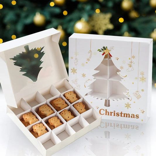 Christmas Cookie Box Candy Packaging Box Merry Christmas Decoration For Home 2024 Navidad Noel Xmas Tree Ornament Decor New Year